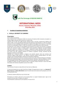 with The Patronage of REGIONE MARCHE  INTERNATIONAL WEEK Ancona, Camerino, Macerata, Urbino[removed]May[removed].