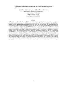 Application of burnable absorbers in an accelerator driven system Jan Wallenius, Kamil Tuˇcek, Johan Carlsson, Waclaw Gudowski Department of Nuclear & Reactor Physics Royal Institute of TechnologyStockholm, Swed