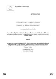 EUROPEAN COMMISSION  Brussels, [removed]SEC[removed]final  COMMISSION STAFF WORKING DOCUMENT