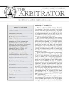 THE  VOLUME 44 | NUMBER 1 | NOVEMBER 2013 ARBITRATOR