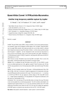 Astronomy & Astrophysics manuscript no. aa10321-08 August 16, 2008 Quasi-Hilda Comet 147P/Kushida-Muramatsu  arXiv:0808.2277v1 [astro-ph] 16 Aug 2008