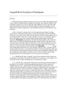 Junagadh Rock Inscription of Skandagupta First Part. Perfection has been attained! Victorious is he, (the god) Vishnu,-the perpetual abode