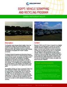 EGYPT: VEHICLE SCRAPPING AND RECYCLING PROGRAM CARBON PARTNERSHIP FACILITY Description