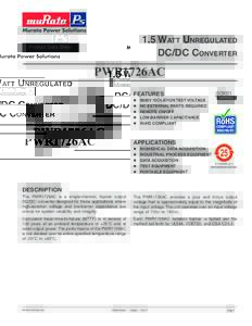1.5 Watt Unregulated DC/DC Converter DC/DC CONVERTERS