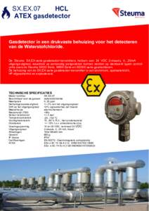 SX.EX.07 HCL ATEX gasdetector Gasdetector in een drukvaste behuizing voor het detecteren van de Waterstofchloride.