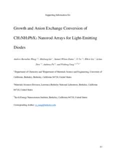 Supporting Information for:  Growth and Anion Exchange Conversion of CH3NH3PbX3 Nanorod Arrays for Light-Emitting Diodes Andrew Barnabas Wong †,‡, Minliang Lai †, Samuel Wilson Eaton †, Yi Yu †,‡, Elbert Lin 