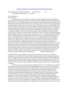 Southern Campaign American Revolution Pension Statements & Rosters Pension Application of John Green W8870 Elizabeth Green Transcribed and annotated by C. Leon Harris.  VA