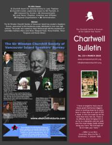 In this issue: 2 Churchill Award for Statesmanship to Lady Thatcher 6 Churchill Centre Leadership Award to Bill Marriott, Jr. 10 Crossword by Kryske • 11 Announcements 12 Local News: Chapters, Branches and Affiliates 1