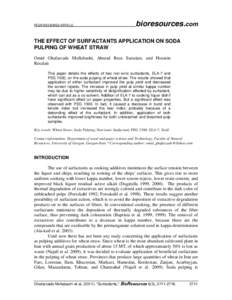 PEER-REVIEWED ARTICLE  bioresources.com THE EFFECT OF SURFACTANTS APPLICATION ON SODA PULPING OF WHEAT STRAW