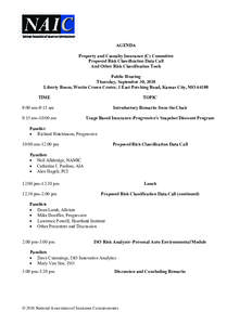 AGENDA Property and Casualty Insurance (C) Committee Proposed Risk Classification Data Call And Other Risk Classification Tools Public Hearing Thursday, September 30, 2010