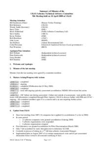 Summary of Minutes of the UKAS Asbestos Technical Advisory Committee 9th Meeting held on 24 April 2008 at UKAS Meeting Attendees Bill Sanderson (Chair) Rob Bettinson