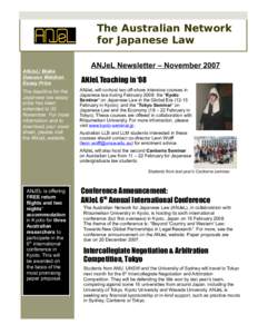 The Australian Network for Japanese Law ANJeL/ Blake Dawson Waldron Essay Prize The deadline for the