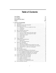 Table of Contents List of Tables List of Figures Foreword by R.L. Rivest Preface