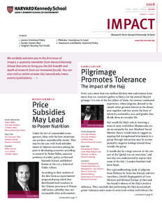 2008 winter spring summer autumn volume 1 t issue 1 IMPACT Research from Harvard Kennedy School