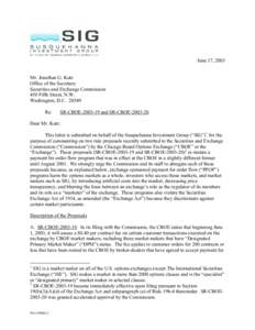 June 17, 2003 Mr. Jonathan G. Katz Office of the Secretary Securities and Exchange Commission 450 Fifth Street, N.W. Washington, D.C[removed]