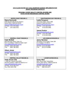 2015 CLEAN WATER ACT 319(h) NONPOINT SOURCE IMPLEMENTATION GRANT PROGRAM CONTACTS REGIONAL WATER QUALITY CONTROL BOARDS AND STATE WATER RESOURCES CONTROL BOARD  NORTH COAST REGION (1)