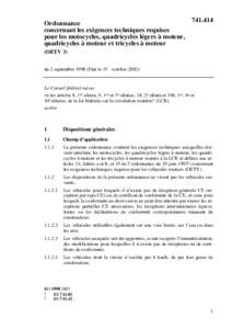 Ordonnance concernant les exigences techniques requises pour les motocycles, quadricycles légers à moteur, quadricycles à moteur et tricycles à moteur[removed]