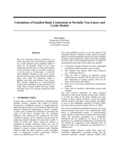 Calculation of Entailed Rank Constraints in Partially Non-Linear and Cyclic Models Peter Spirtes Department of Philosophy Carnegie Mellon University