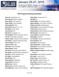 2016 Program Planning Committee Diana Alt, Scoggin Blue LLC Daniel Marre, Perkins Coie LLP  Gary Axelrod, Latham & Watkins