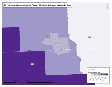 ´  2013 Unemployment Rate by Census Block for Arlington, Nebraska Area 3.1%