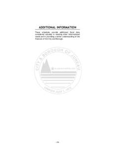 ADDITIONAL INFORMATION These schedules provide additional fiscal data considered valuable in meeting other informational needs and in providing a better understanding of the finances of the City and Borough.