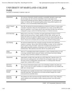 Construction / Environment / Leadership in Energy and Environmental Design / Green building / University of Maryland /  College Park / Energy conservation / North American Collegiate Sustainability Programs / Sustainability at American Colleges and Universities / Architecture / Building engineering / Sustainable building