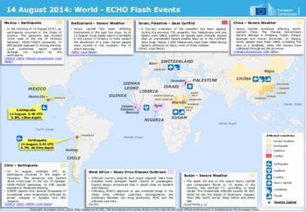 14 August 2014: World - ECHO Flash Events Mexico – Earthquake Switzerland – Severe Weather  Israel, Palestine – Gaza Conflict