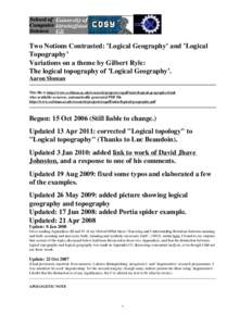 Logical Geography and Topography Aaron Sloman