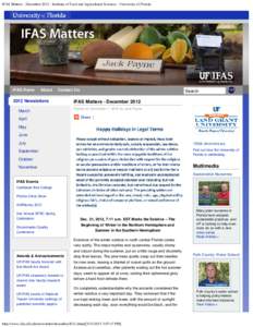 IFAS Matters - DecemberInstitute of Food and Agricultural Sciences - University of Florida