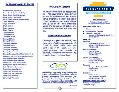 National Institute of Governmental Purchasing / Bucks County /  Pennsylvania / Allentown /  Pennsylvania / Lancaster /  Pennsylvania / Lancaster County /  Pennsylvania / Lehigh County /  Pennsylvania / Harrisburg /  Pennsylvania / Government procurement / North Central Florida Chapter of NIGP / Geography of Pennsylvania / Pennsylvania / Geography of the United States