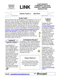 LINK Volume 3 Issue 3 CASTLEKNOCK COMMUNITY COLLEGE PARENTS’ ASSOCIATION