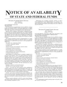 OTICE OF AVAILABILITY NOF STATE AND FEDERAL FUNDS Division of Criminal Justice Services 80 S. Swan St. Albany, NY 12203