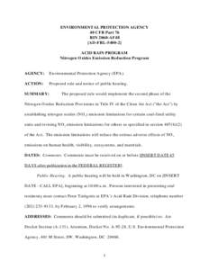 ENVIRONMENTAL PROTECTION AGENCY 40 CFR Part 76 RIN 2060-AF48 [AD-FRL[removed]ACID RAIN PROGRAM Nitrogen Oxides Emission Reduction Program