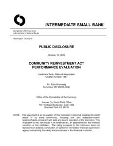 INTERMEDIATE SMALL BANK Comptroller of the Currency Administrator of National Banks Washington, DC[removed]PUBLIC DISCLOSURE