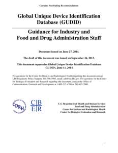 Attachment B CDRH Draft Guidance Cover Sheet