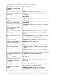 Supplement 8D—Teacher Resource: Fix-Up Options for Rosa Possible Sources of Confusion (organized by double-page spread)  Fix-Up Options