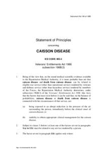 Instrument No.148 of[removed]Statement of Principles concerning  CAISSON DISEASE