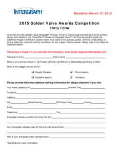 Golden Valve Awards Entry Form