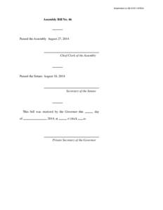 Attachment to AS[removed]FGA  Assembly Bill No. 46 Passed the Assembly August 27, 2014