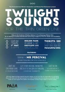 The Protected Area Workers Association and Nielsen Park Restaurant present  Twilight Sounds for the Thin Green Line