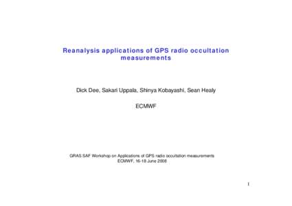 Weather prediction / Statistical forecasting / Estimation theory / ERA-40 / Data assimilation / Radio occultation / BIAS / Atmospheric sciences / Meteorology / Statistics