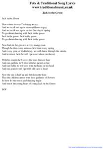 Folk & Traditional Song Lyrics - Jack in the Green