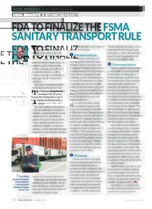 COOL INSIGHTS  BY MARC BEASLEY FDA TO FINALIZE THE FSMA SANITARY TRANSPORT RULE
