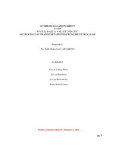 October 2014 Amendment for the WWVMPO[removed]Metropolitan Transportation Improvement Program