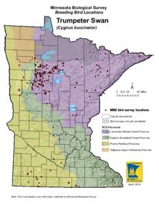 Minnesota Biological Survey Breeding Bird Locations Trumpeter Swan (Cygnus buccinator)