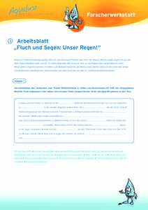 Forscherwerkstatt  > Arbeitsblatt „Fluch und Segen: Unser Regen!“