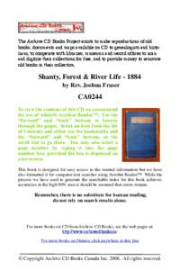 Sampler of CA0244: Shanty, Forest and River Life in the Backwoods of Canada[removed]