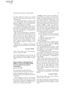 Administration of George W. Bush, 2009 an acting capacity, by virtue of so serving, shall act as Administrator pursuant to this memorandum. (b) No individual listed in section 1 shall act as Administrator unless that ind