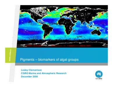 Pigments – biomarkers of algal groups Lesley Clementson CSIRO Marine and Atmospheric Research December 2008  Phytoplankton