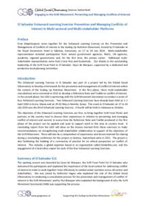 Global Social Observatory Geneva, Switzerland  Engaging in the SUN Movement: Preventing and Managing Conflicts of Interest El Salvador Enhanced Learning